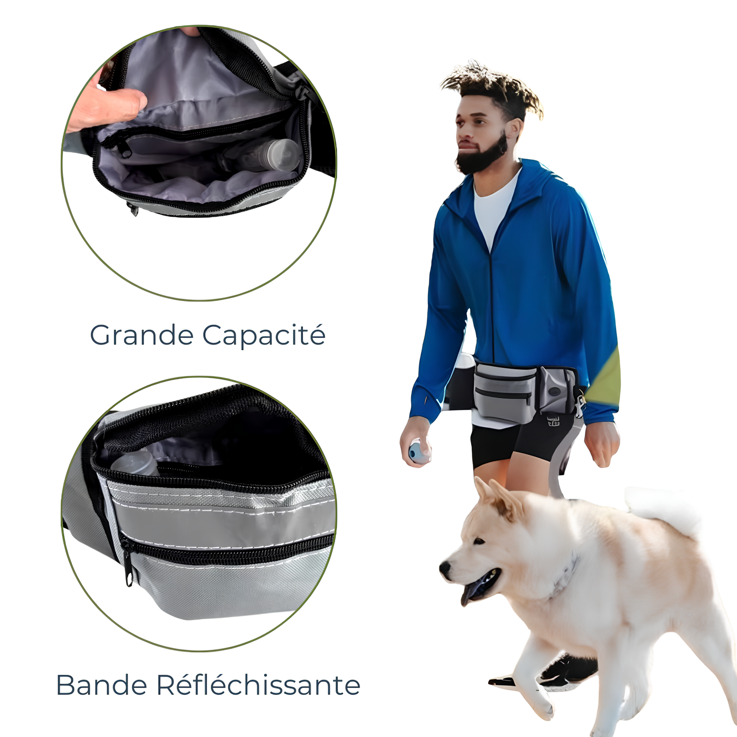 Sac Banane Multifonction avec Distributeur de Sacs – Simplifier Promenade et Entraînement
