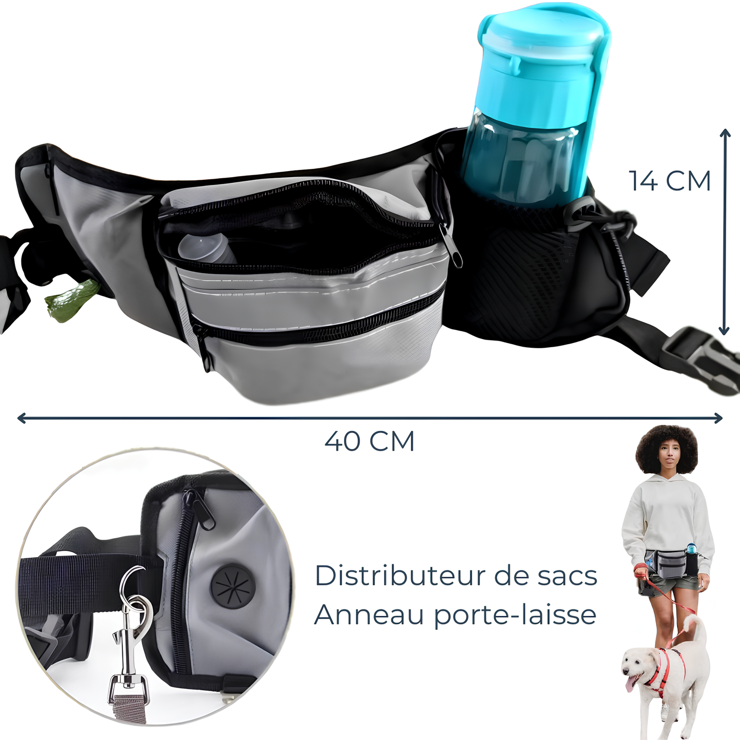 Sac Banane Multifonction avec Distributeur de Sacs – Simplifier Promenade et Entraînement