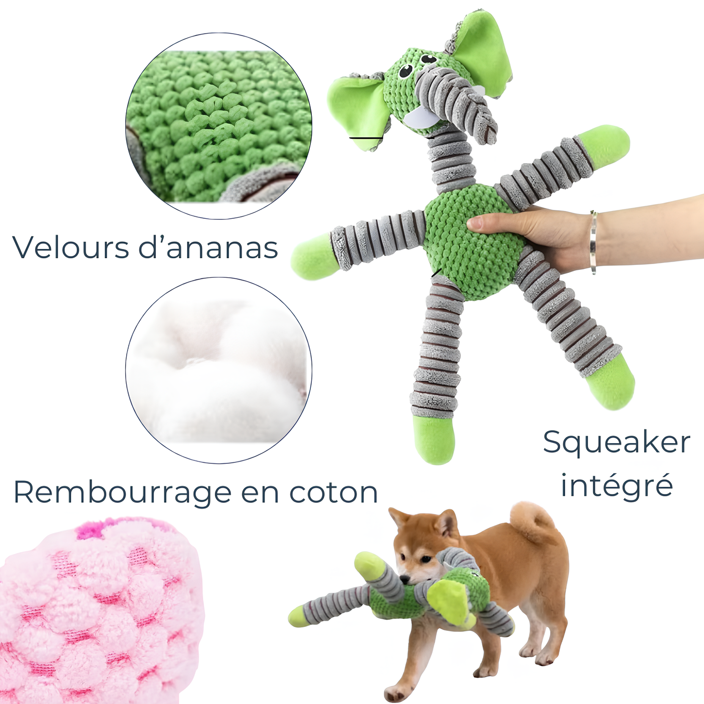 Grande Peluche à Squeaker – Amusement Douillet et Ludique