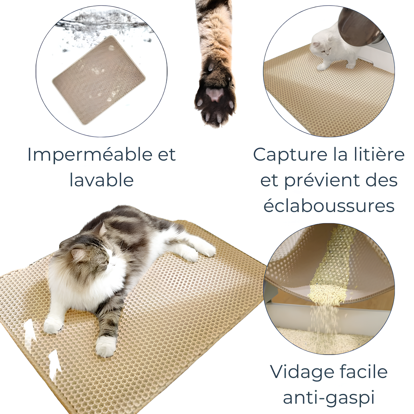 Tapis de Litière Double Couche – Pratique, Étanche et Confortable