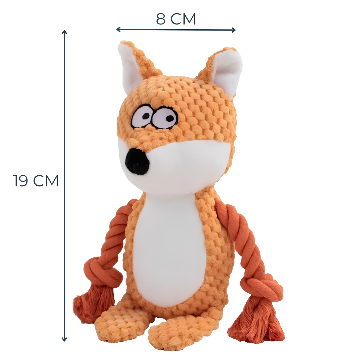 Peluche Interactive – Velours Côtelé avec Squeaker, Corde et Bruits de Papier