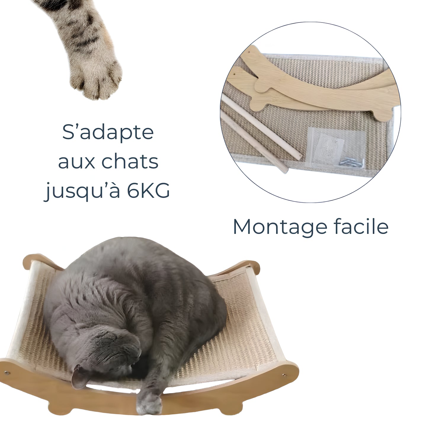 Transat en Bois et Sisal – Lit et Grattoir