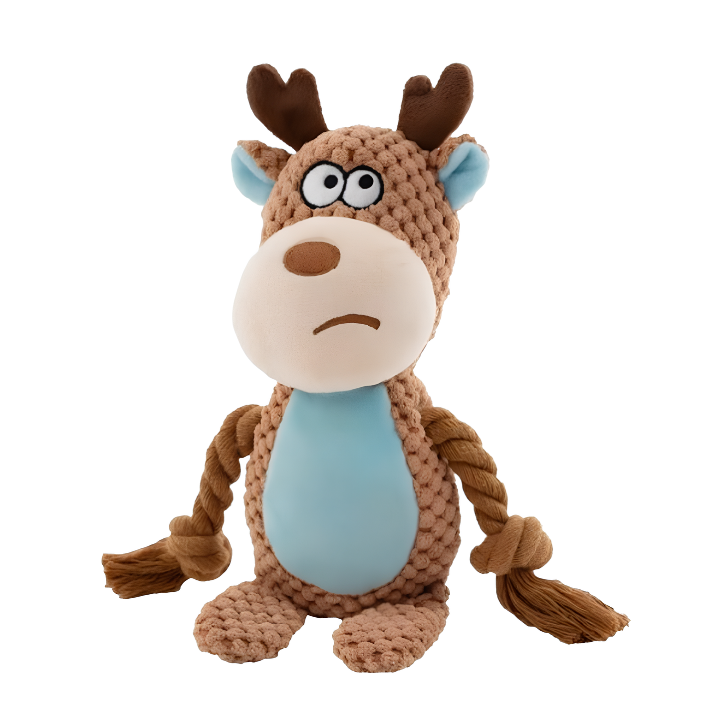 Peluche Interactive – Velours Côtelé avec Squeaker, Corde et Bruits de Papier