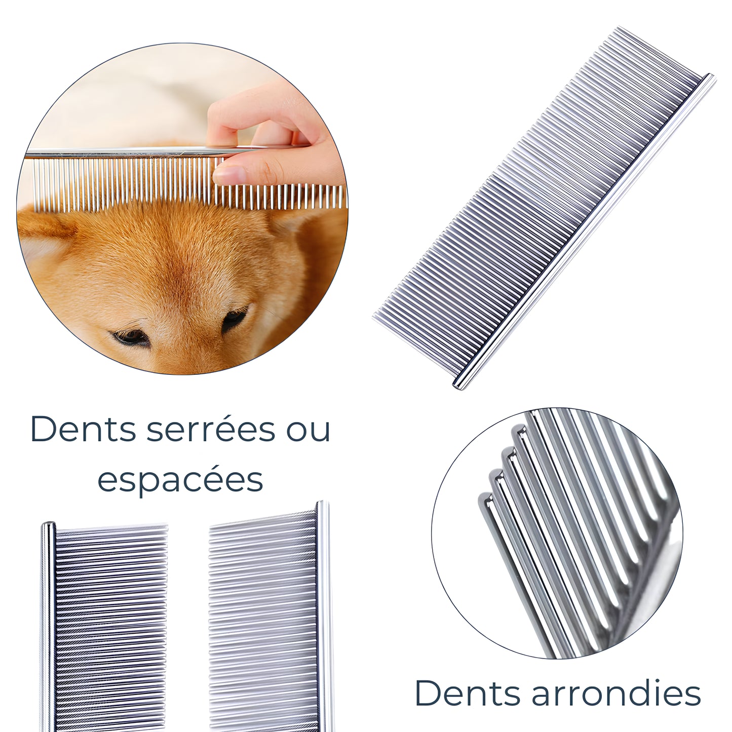 Peigne Démêlant en Acier Inoxydable – Doux et Efficace