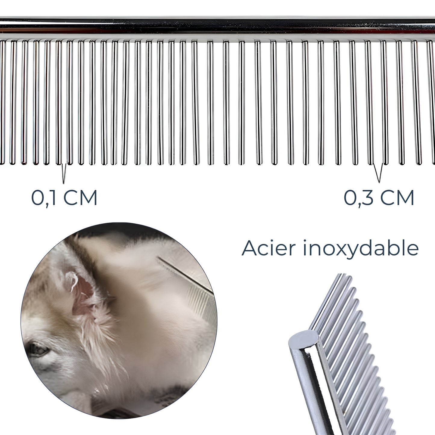 Peigne Démêlant en Acier Inoxydable – Doux et Efficace