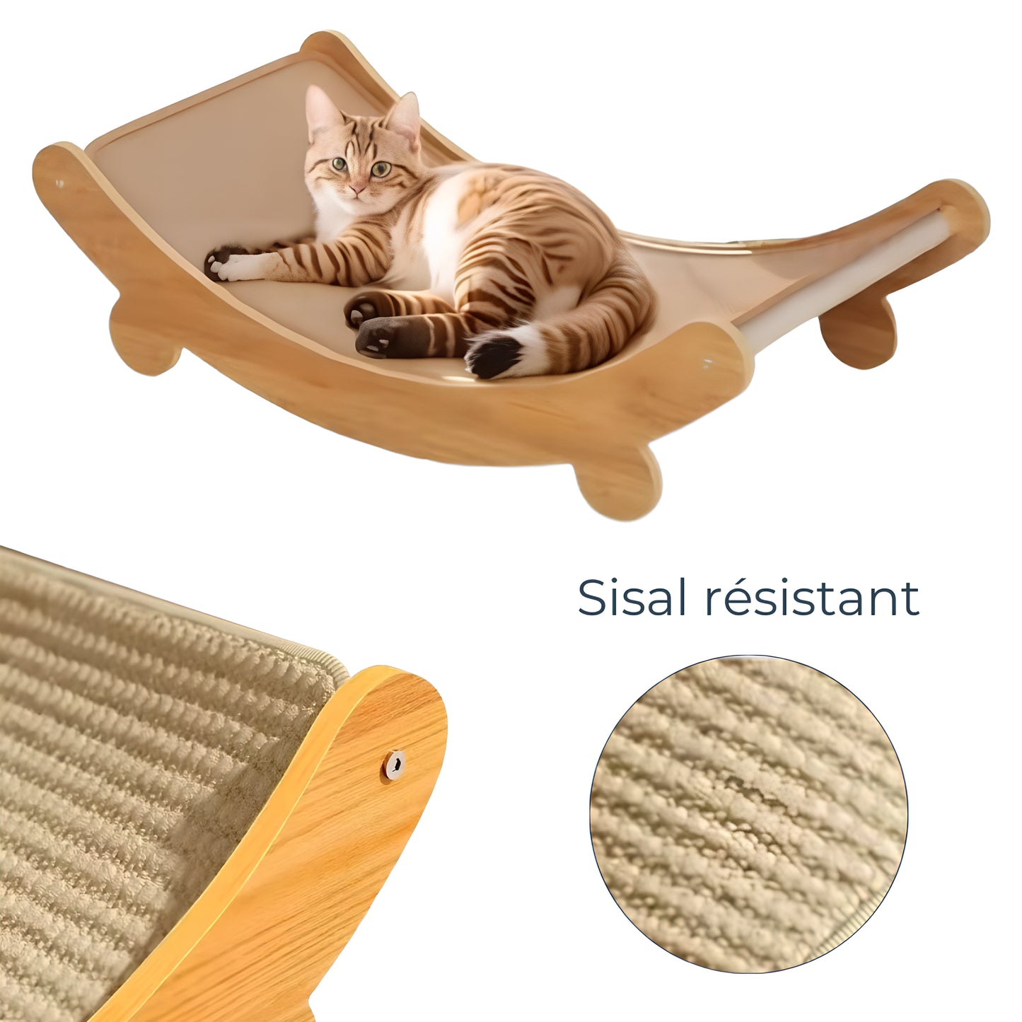 Transat en Bois et Sisal – Lit et Grattoir