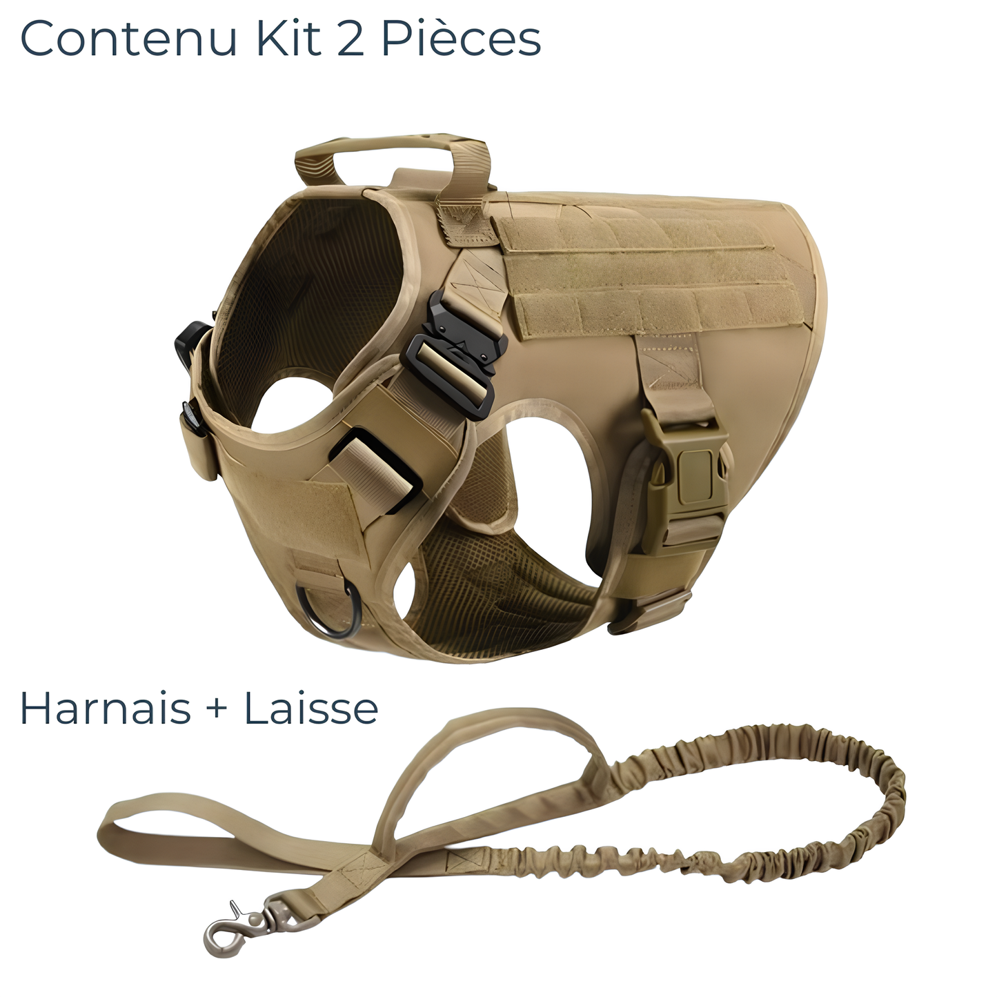 Harnais Tactique - Disponible Seul, en Kit avec Laisse, ou en Kit Complet avec Pochettes