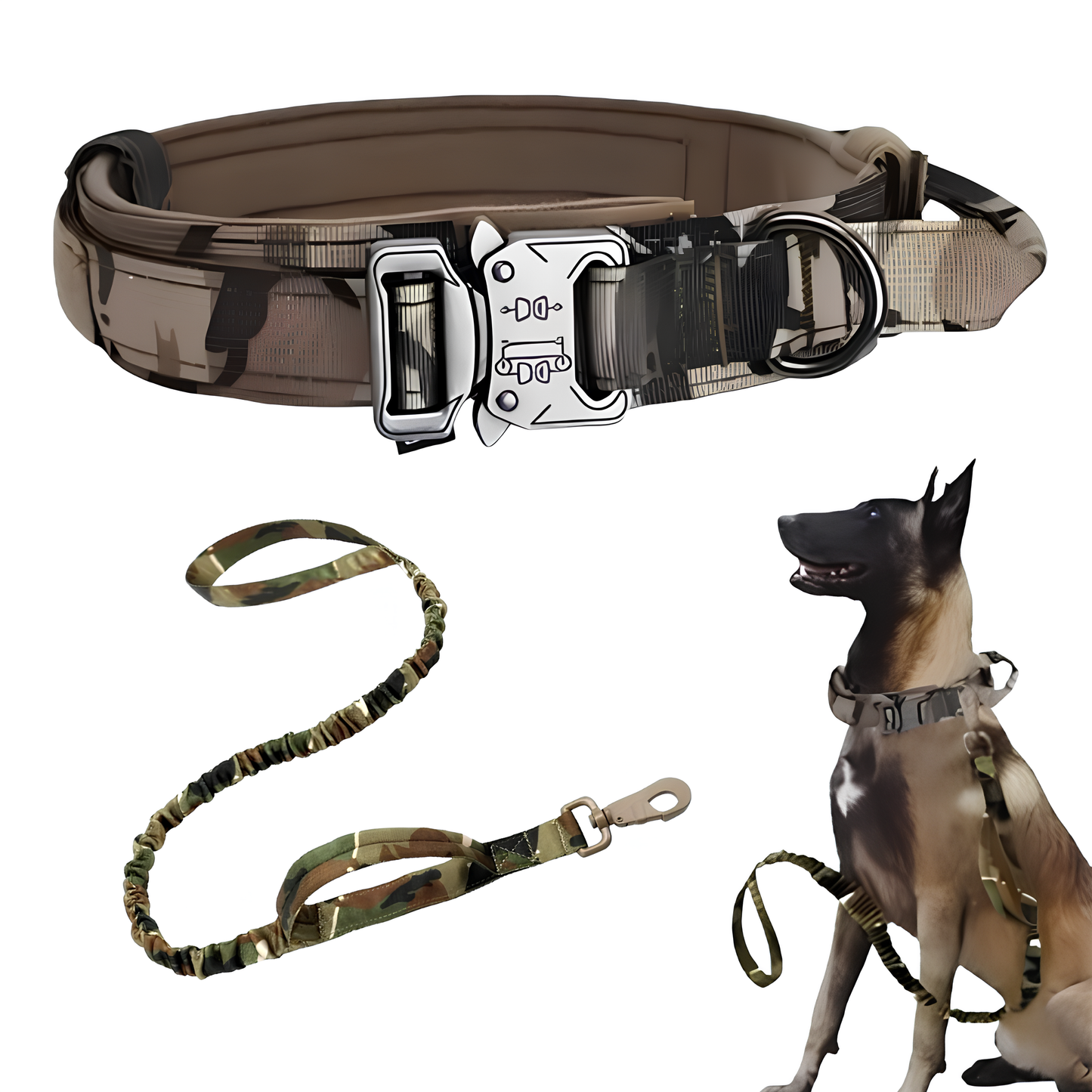 Collier seul ou Kit Collier +  Laisse Tactique - Confort et Sécurité pour Moyens et Grands Chiens