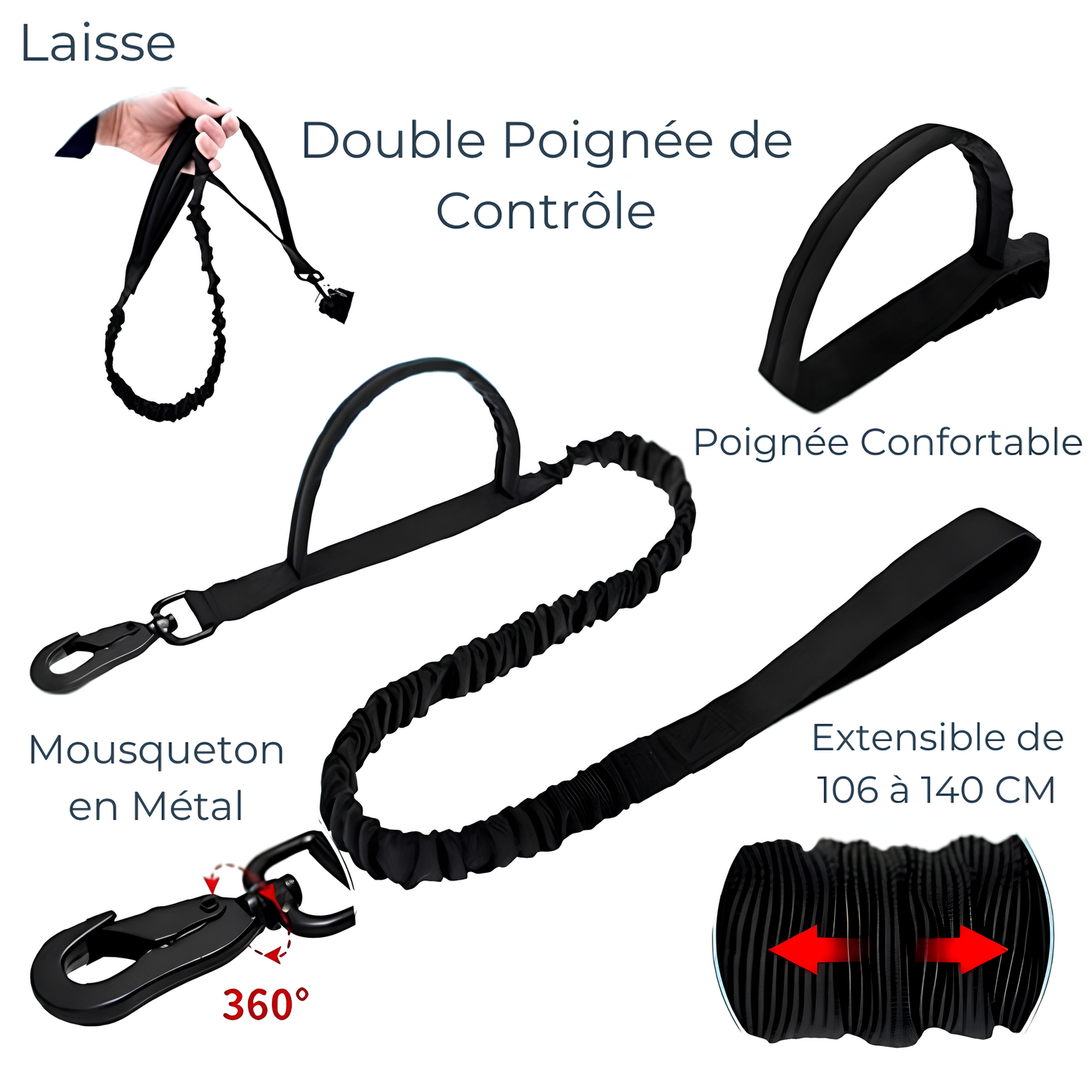 Collier seul ou Kit Collier +  Laisse Tactique - Confort et Sécurité pour Moyens et Grands Chiens